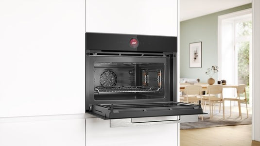 Bosch Series 8, Built-in compact oven with microwave function, 60 x 45 cm, Black