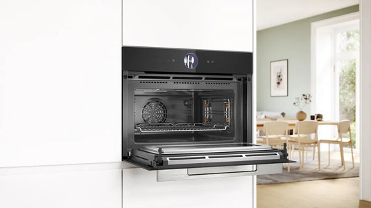 Bosch Series 8, Built-in compact oven with microwave function, 60 x 45 cm, Black