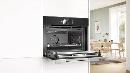 Bosch Series 8, Built-in compact oven with microwave function, 60 x 45 cm, Black