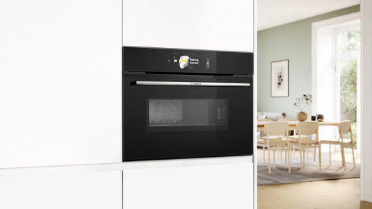 Bosch Series 8, Built-in compact oven with microwave function, 60 x 45 cm, Black