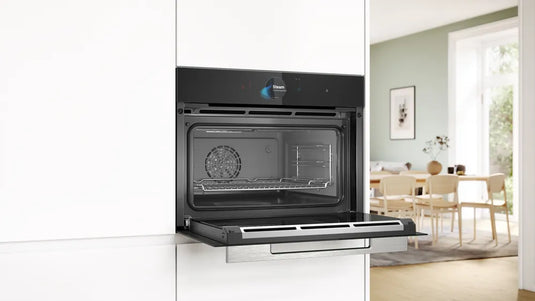 Bosch Series 8, Built-in compact oven with steam function, 60 x 45 cm, Black