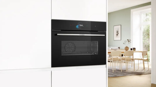 Bosch Series 8, Built-in compact oven with steam function, 60 x 45 cm, Black