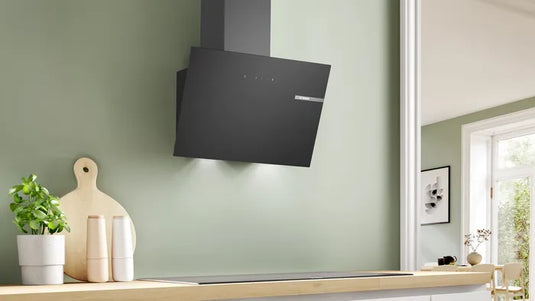 Bosch Series 2, Wall-mounted cooker hood, 60 cm, clear glass black printed