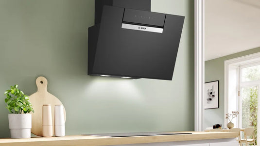 Bosch Series 4, Wall-mounted cooker hood, 60 cm, clear glass black printed