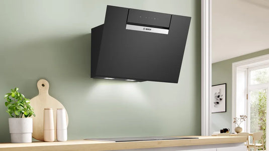 Bosch Series 4, Wall-mounted cooker hood, 60 cm, clear glass black printed