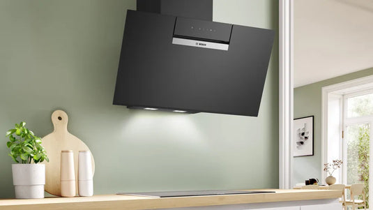 Bosch Series 4, Wall-mounted cooker hood, 80 cm, clear glass black printed