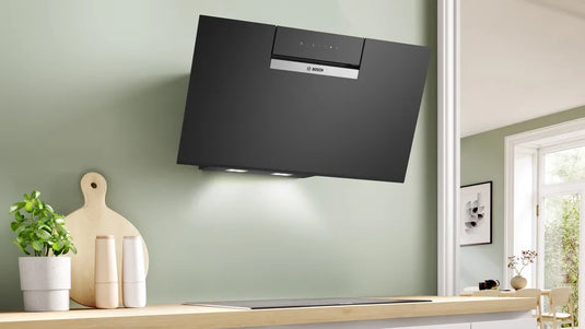 Bosch Series 4, Wall-mounted cooker hood, 80 cm, clear glass black printed