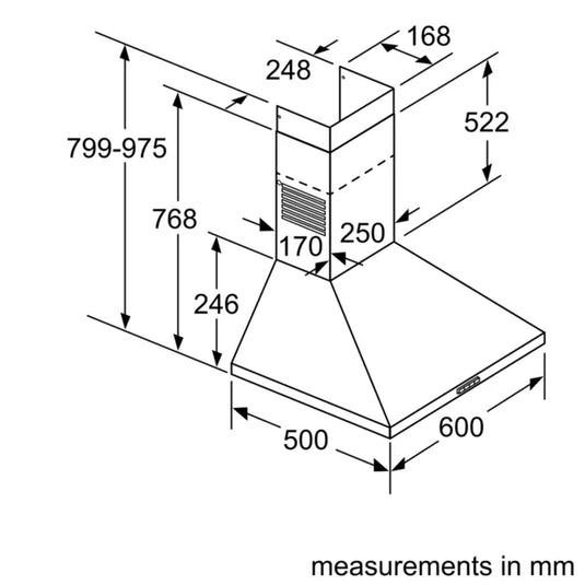 Bosch Series 2, Wall-mounted cooker hood, 60 cm, Stainless steel