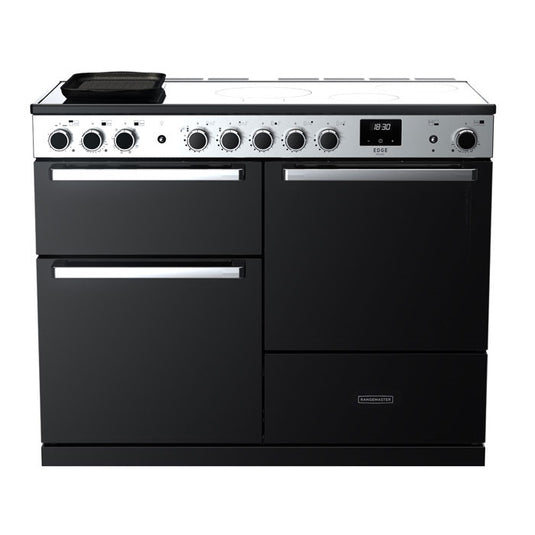 Rangemaster EDDLB110EIGBLK/CM1 Edge Deluxe 110cm Base Cavity Induction Range Cooker, Black Glass