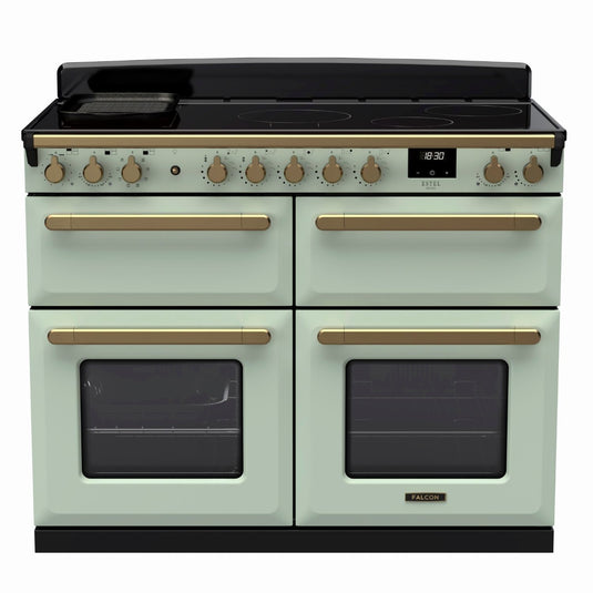 Rangemaster ESDLB110EIPMNT/AB1 Estel Deluxe 110cm Base Cavity Induction Range Cooker, Mint + Brass