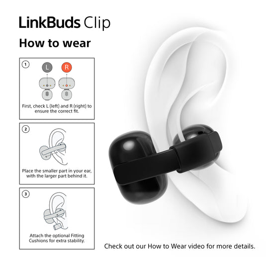 Sony WF-LC900 LinkBuds Clip Wireless Headphones, Cream