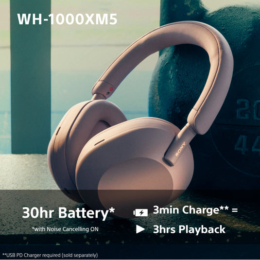 Sony WH-1000XM5 Wireless Noise Cancelling Headphones, Smoky Pink