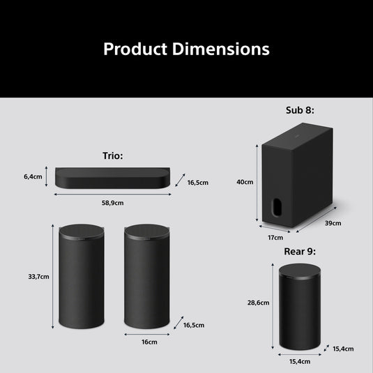 Sony HT-A8 Kit BRAVIA Theatre Trio + RS9 Speaker & Sub 8 Wireless Sub