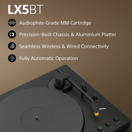Sony PS-LX5BT Bluetooth / Audio Cable Turntable, Black