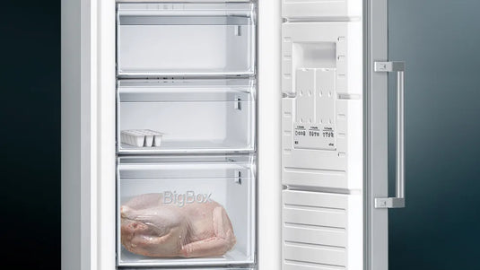 Siemens iQ300, Free-standing freezer, 186 x 60 cm, Brushed steel