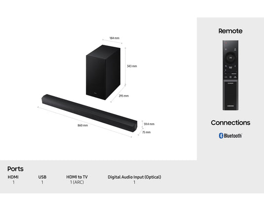 Samsung HW-B650F B-Series 3.1ch Soundbar with Subwoofer