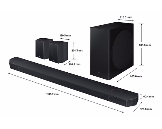 Samsung HW-Q930D 9.1.4ch Q-Symphony Soundbar with Rear Speakers