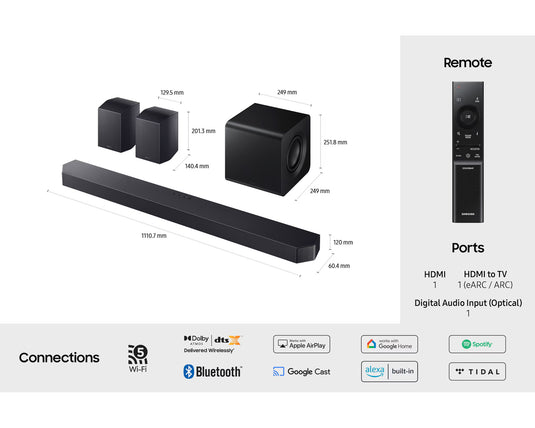Samsung HW-Q930F Q-Series 9.1.4ch Soundbar with Subwoofer & Rear Speakers