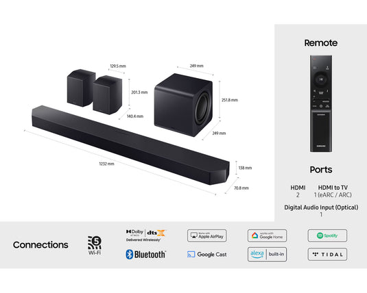 Samsung HW-Q990F Q-Series 11.1.4ch Soundbar with Subwoofer & Rear Speakers