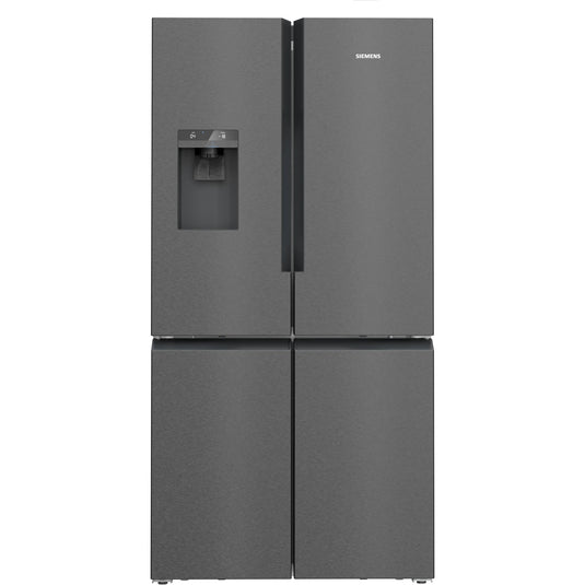 Siemens iQ700, French door bottom freezer, 183 x 90.5 cm, Brushed black steel antiFingerprint