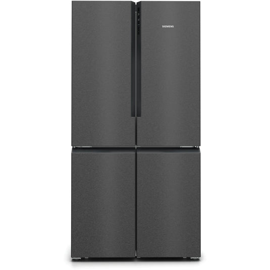 Siemens iQ300, French door bottom freezer, multi door, 183 x 90.5 cm, Brushed black steel