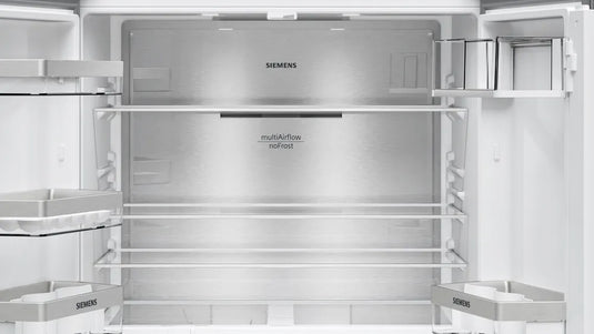 Siemens iQ300, French door bottom freezer, multi door, 183 x 90.5 cm, Brushed black steel