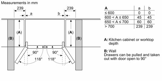 Bosch Series 6, French door bottom freezer, multi door, 183 x 90.5 cm, Brushed steel