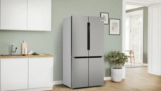 Bosch Series 4, French door bottom freezer, multi door, 183 x 90.5 cm, Brushed steel