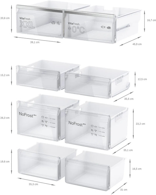 Bosch Series 4, French door bottom freezer, multi door, 183 x 90.5 cm, Brushed steel