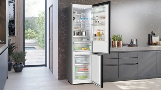 Siemens iQ500, Free-standing fridge-freezer, 203 x 60 cm, Brushed black steel