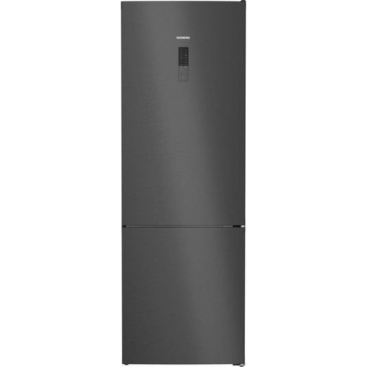 Siemens iQ300, Free-standing fridge-freezer, 203 x 70 cm, Brushed black steel