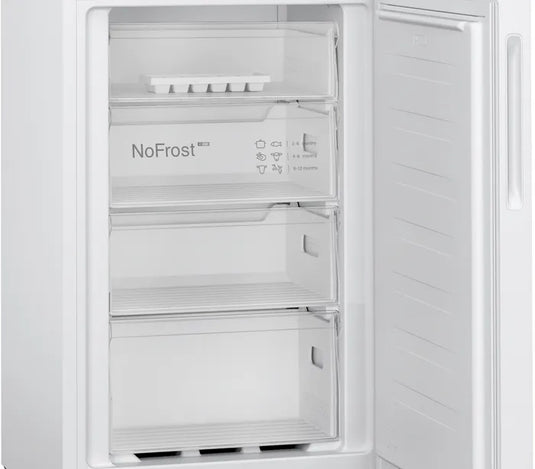 Bosch Series 2, Free-standing fridge-freezer with freezer at bottom, 182.4 x 55 cm, White