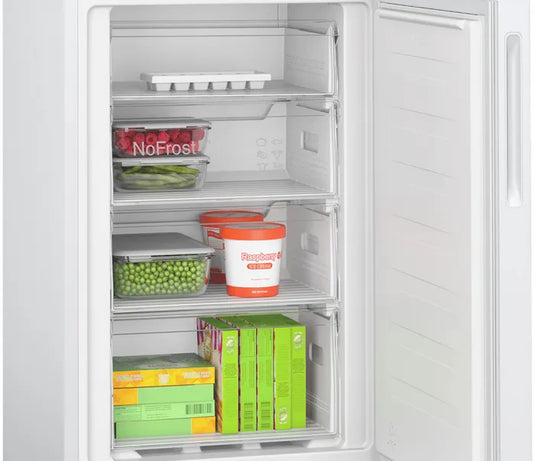 Bosch Series 2, Free-standing fridge-freezer with freezer at bottom, 182.4 x 55 cm, White