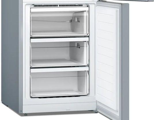 Bosch Series 2, Free-standing fridge-freezer with freezer at bottom, 176 x 60 cm, Stainless steel look