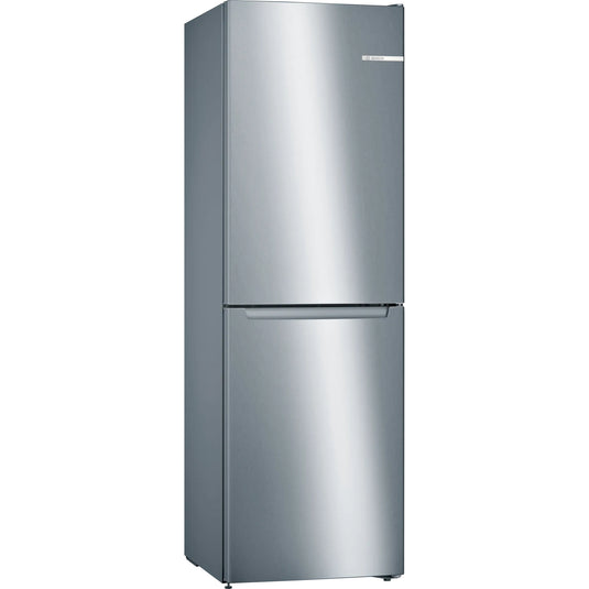 Bosch Series 2, Free-standing fridge-freezer with freezer at bottom, 186 x 60 cm, Stainless steel look