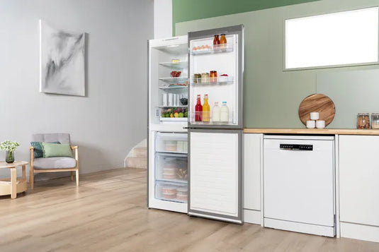 Bosch Series 2, Free-standing fridge-freezer with freezer at bottom, 186 x 60 cm, Stainless steel look