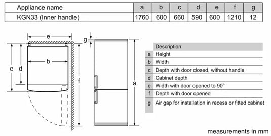 Bosch Series 2, Free-standing fridge-freezer with freezer at bottom, 186 x 60 cm, Stainless steel look