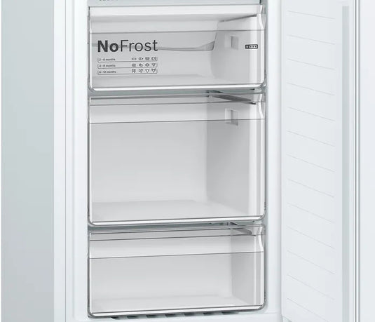 Bosch Series 2, Free-standing fridge-freezer with freezer at bottom, 186 x 60 cm, White