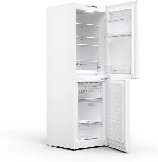 Bosch Series 2, Free-standing fridge-freezer with freezer at bottom, 186 x 60 cm, White