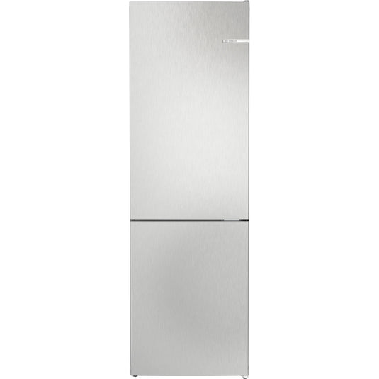 Bosch Series 4, Free-standing fridge-freezer with freezer at bottom, 186 x 60 cm, Stainless steel look