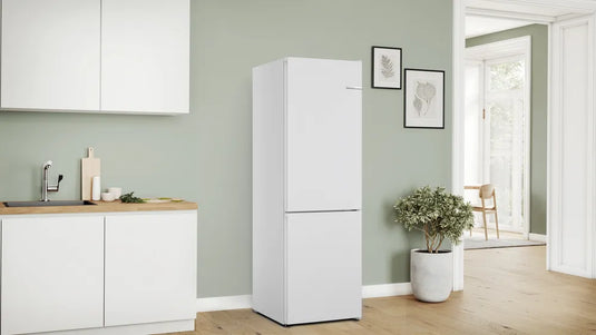 Bosch Series 4, Free-standing fridge-freezer with freezer at bottom, 186 x 60 cm, White