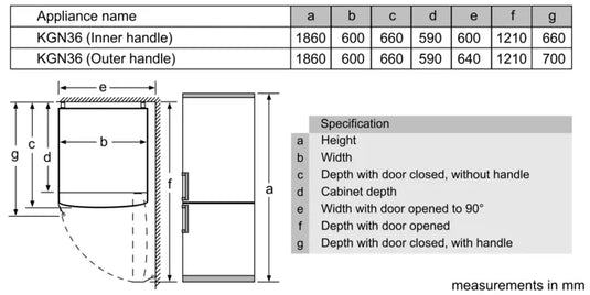 Bosch Series 2, Free-standing fridge-freezer with freezer at bottom, 186 x 60 cm, White