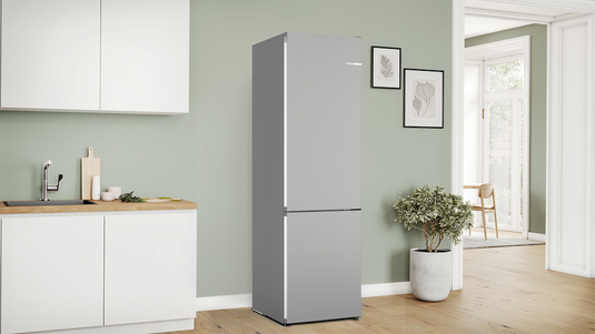 Bosch Series 4, Free-standing fridge-freezer, 203 x 60 cm, Stainless steel look