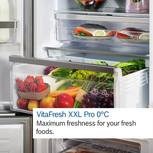 Bosch Series 4, Free-standing fridge-freezer with freezer at bottom, 203 x 60 cm, Stainless steel look