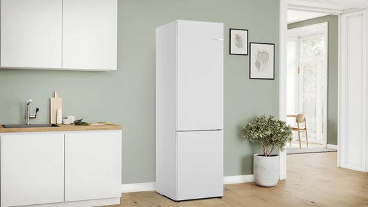 Bosch Series 4, Free-standing fridge-freezer with freezer at bottom, 203 x 60 cm, White