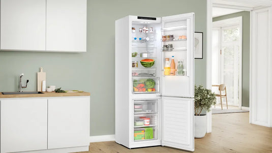 Bosch Series 4, Free-standing fridge-freezer with freezer at bottom, 203 x 60 cm, White