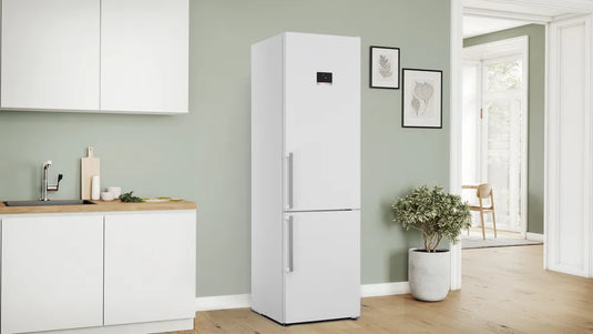 Bosch Series 6, Free-standing fridge-freezer with freezer at bottom, 203 x 60 cm, White