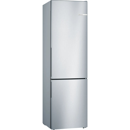 Bosch Series 4, Free-standing fridge-freezer with freezer at bottom, 201 x 60 cm, Stainless steel look