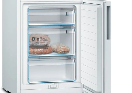 Bosch Series 4, Free-standing fridge-freezer with freezer at bottom, 201 x 60 cm, White