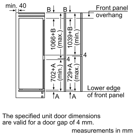 Neff N30, Built-in fridge-freezer with freezer at bottom, 177.2 x 54.1 cm, flat hinge